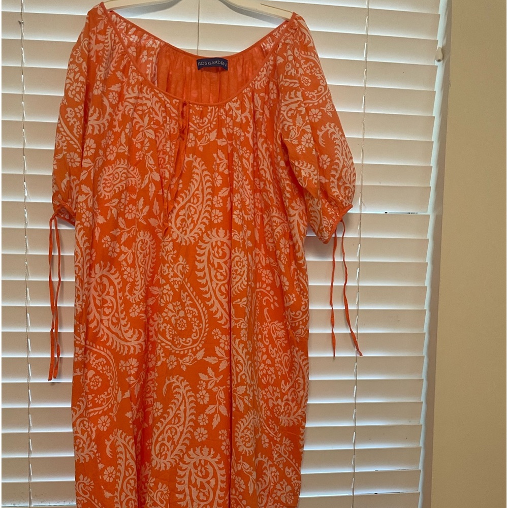 Anthropologie Ros Garden,S/M, NEW,lightweight, gorgeous orange and white